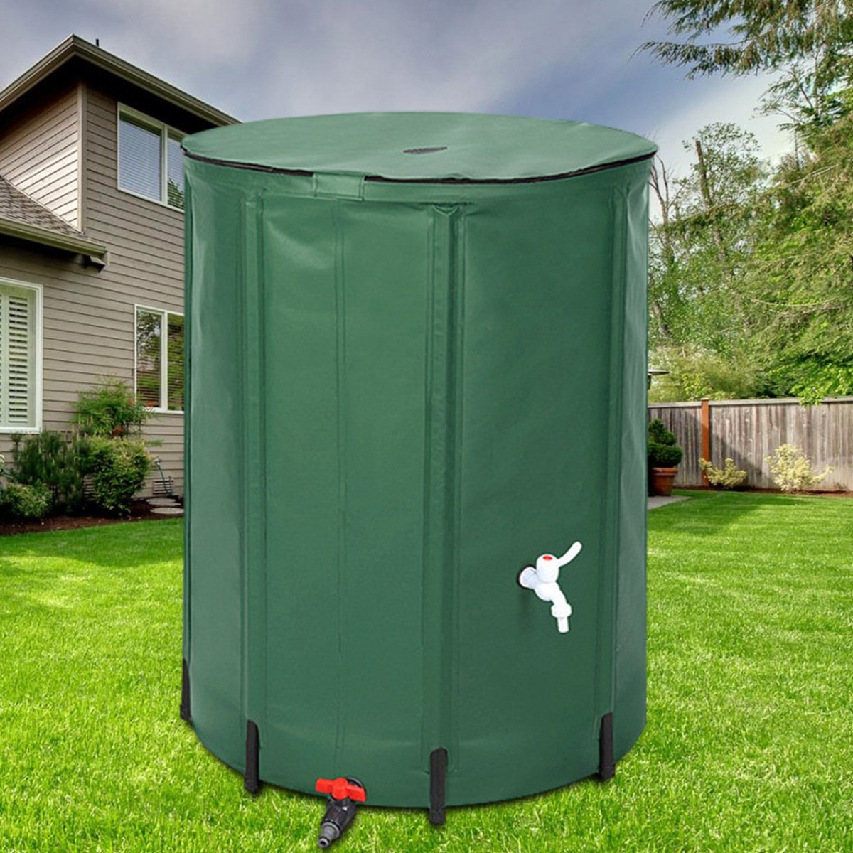 250L Collapsible Water Butt with Zip Lip, Drain Tap & Stand – Slimline Rainwater Collector for Gardens – Space-Saving Water Barrel (UK) - Image 5