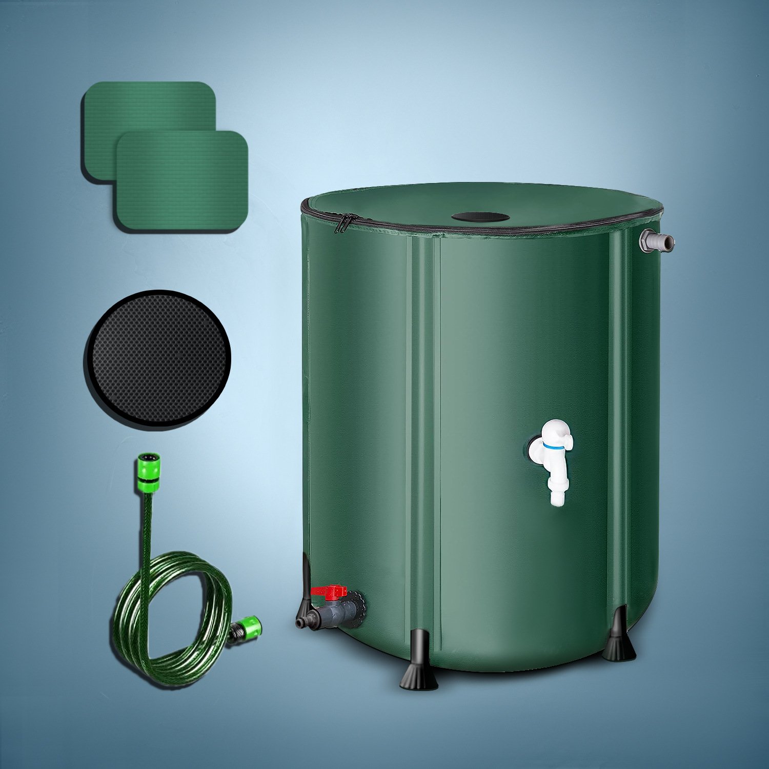 250L Collapsible Water Butt with Zip Lip, Drain Tap & Stand – Slimline Rainwater Collector for Gardens – Space-Saving Water Barrel (UK) - Image 4