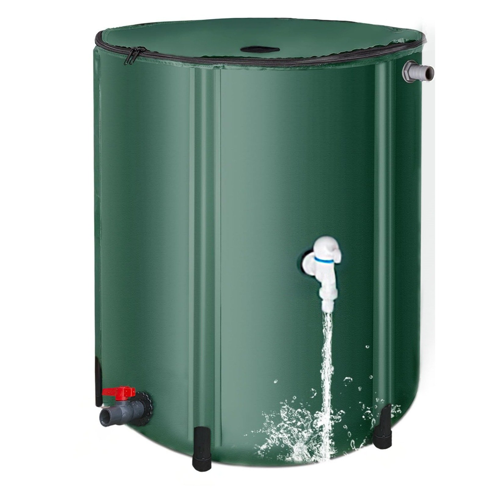 250L Collapsible Water Butt with Zip Lip, Drain Tap & Stand – Slimline Rainwater Collector for Gardens – Space-Saving Water Barrel (UK)