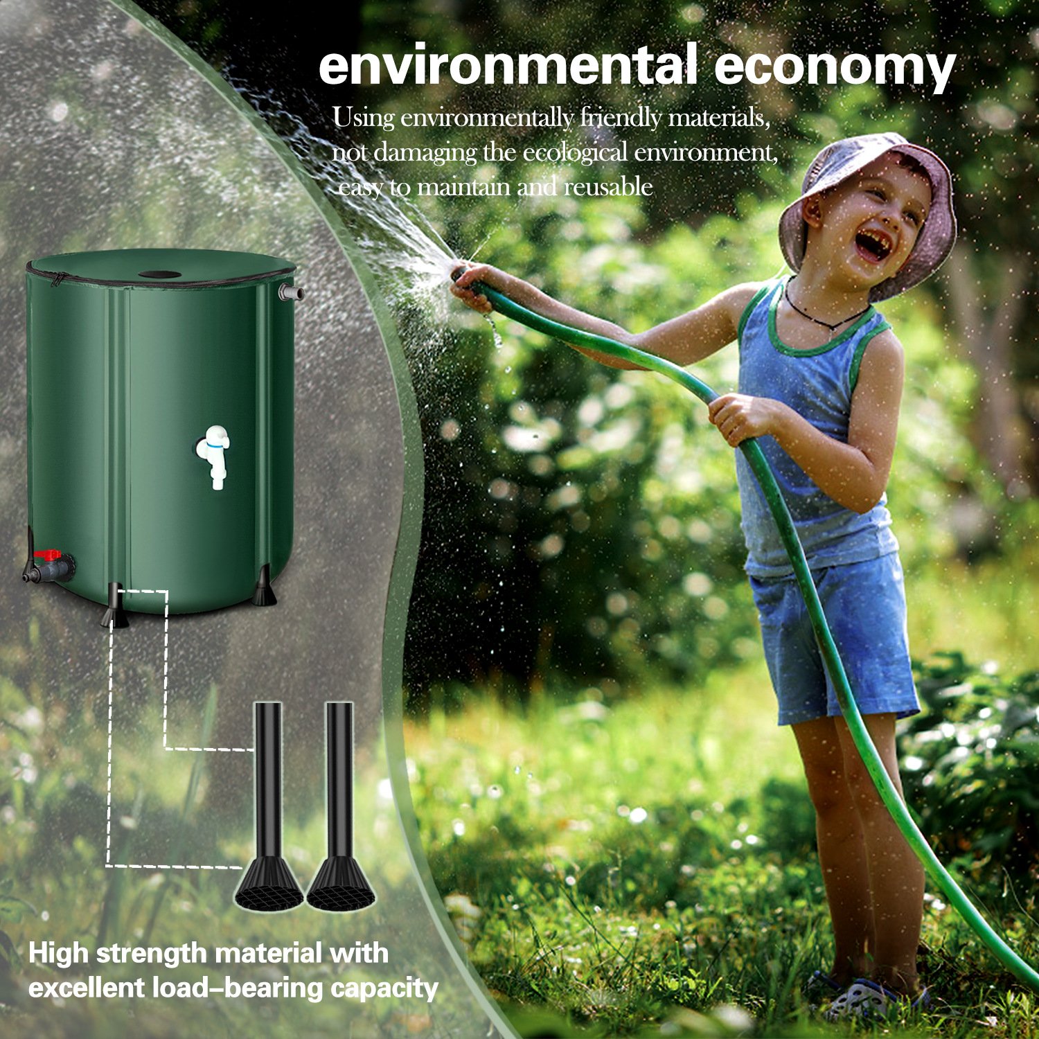 250L Collapsible Water Butt with Zip Lip, Drain Tap & Stand – Slimline Rainwater Collector for Gardens – Space-Saving Water Barrel (UK) - Image 7