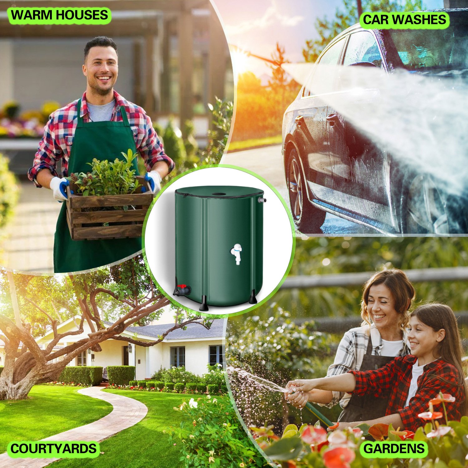 250L Collapsible Water Butt with Zip Lip, Drain Tap & Stand – Slimline Rainwater Collector for Gardens – Space-Saving Water Barrel (UK) - Image 6